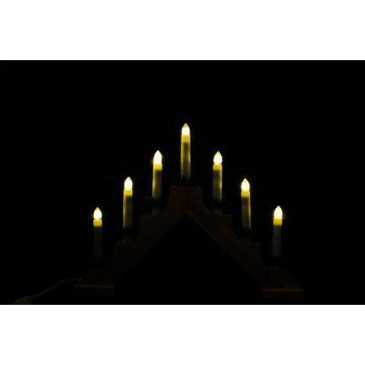 Vianočná dekorácia - drevený svietnik, 7 LED diód