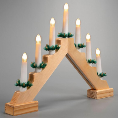 Vianočný svietnik na batérie, 7 LED svetiel, ihlan