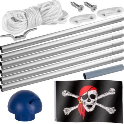 Vlajkový stožiar vrátane pirátskej vlajky - 650 cm