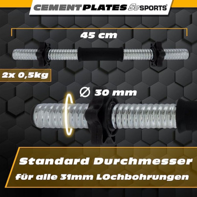 Sada nastaviteľných činkových závaží 30 kg , cement