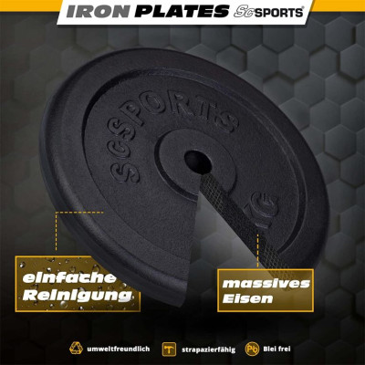 ScSPORTS Sada liatinových diskov 30 kg, 2x15 kg