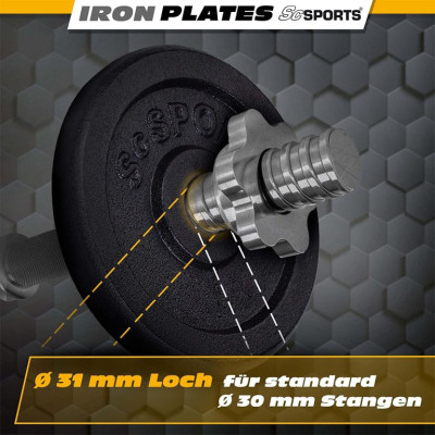 ScSPORTS Sada liatinových diskov 30 kg, 2x15 kg