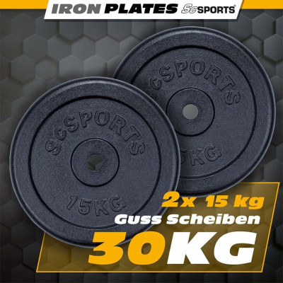 ScSPORTS Sada liatinových diskov 30 kg, 2x15 kg