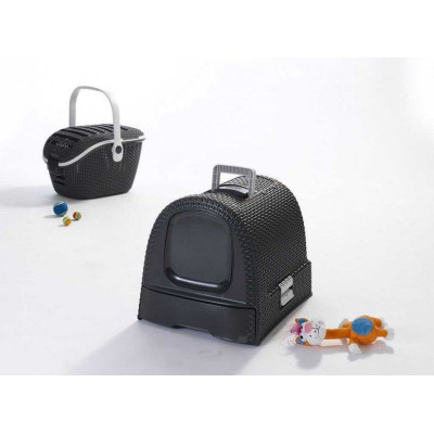 Toaleta pro kočky RATTAN - šedá CURVER