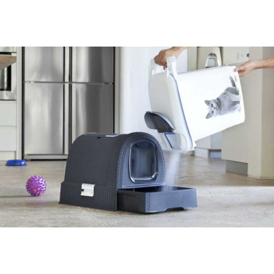 Toaleta pro kočky RATTAN - šedá CURVER