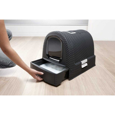 Toaleta pro kočky RATTAN - šedá CURVER