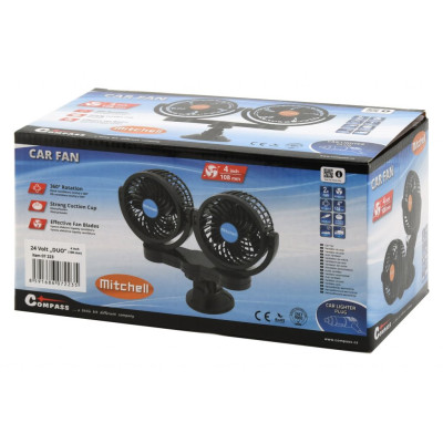 Ventilátor MITCHELL DUO - 12 V, na prísavku