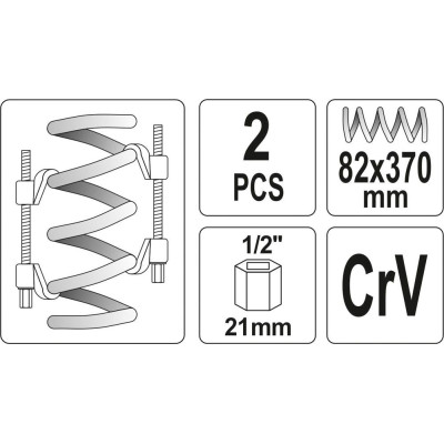Sťahovák pružín tlmičov automobilov, 370 x 82 mm, 2 ks