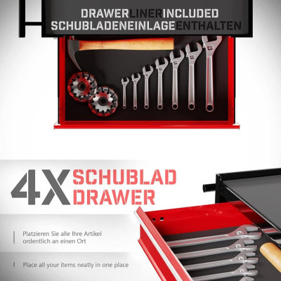 TIMBERTECH Vozík na kolieskach, 4 zásuvky s vložkami