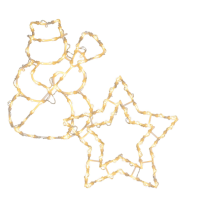 Sada okenných obrázkov hviezda + snehuliak, teplá biela,2 ks