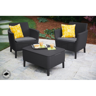 Záhradný polyratanový set SALEMO balcony - grafit