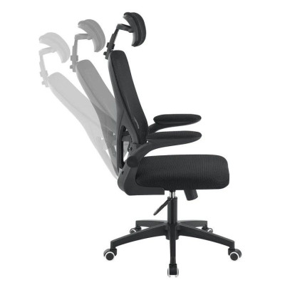 Ergonomická kancelárska stolička, čierna s opierkou hlavy