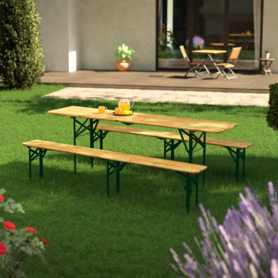 Pivný set 220 cm z jedľového dreva, skladacia, nosnosť 250kg