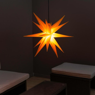 Vianočná dekorácia - hviezda s časovačom 1 LED, 55 cm, žltá