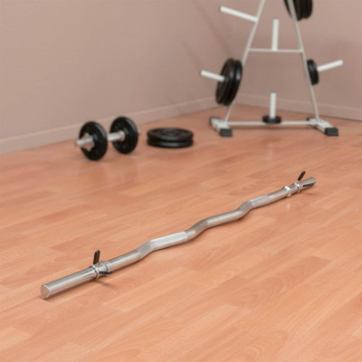 MAXXIVA Zakrivená obojručná EZ tyč 130 cm, strieborná