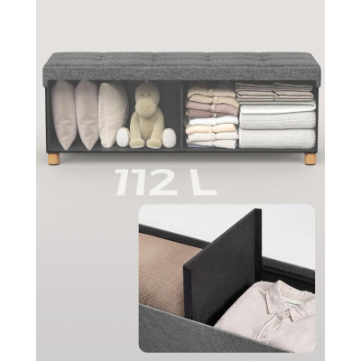 Lavica s úložným priestorom, tmavošedá, 110x38x40 cm