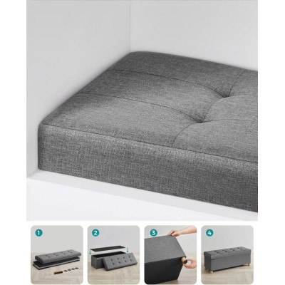 Lavica s úložným priestorom, tmavošedá, 110x38x40 cm