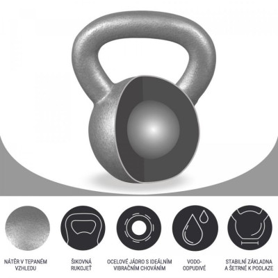 Gorilla Sports Kettlebell činka, liatinová, sivá, 4 kg
