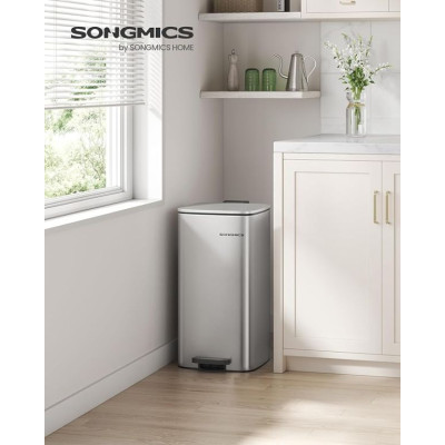 SONGMICS 30l pedálový odpadkový koš z nerezu, Soft Close