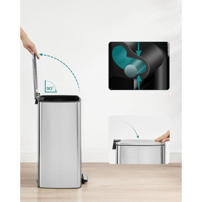 SONGMICS 30l pedálový odpadkový koš z nerezu, Soft Close