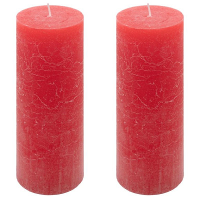 Červená parafínová sviečka rustikálna 20 cm, 90 h, sada 2 ks