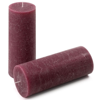 Bordó parafínová sviečka rustikálna 20 cm, 90 h, sada 4 ks