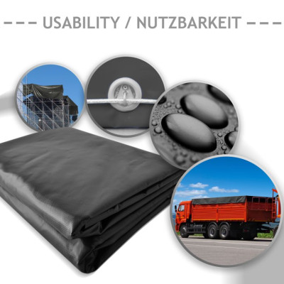 JAGO Plachta 650 g/m², hliníkové oká, antracit, 4 x 3 m