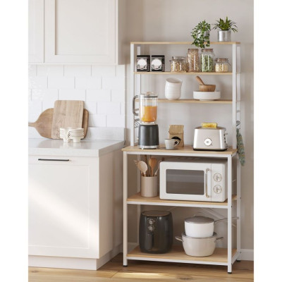 Kuchynská policová jednotka 80x40x167 cm, 6 políc, biely dub