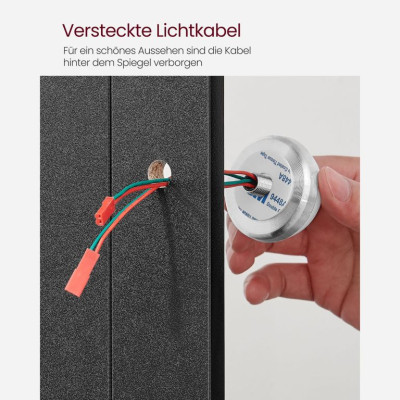 Toaletný stolík s LED osvetlením, čierny, 80x40x145 cm