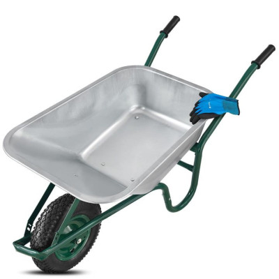 Záhradné koliesko 100 l s nafukovacím kolesom, strieborné