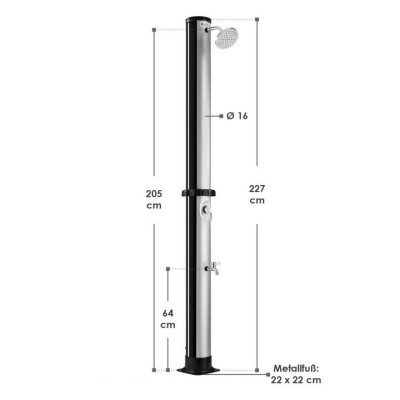 Vonkajšia solárna sprcha 40 l s dažďovou hlavicou a reguláci