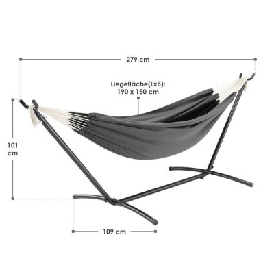 Záhradná hojdacia sieť s oceľovým stojanom, 279 x 109 x 101