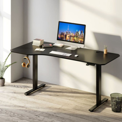 Výškovo nastaviteľný pracovný stôl 160x75 cm, čierny
