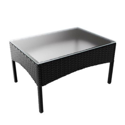 Záhradný set pre 4 osoby, kreslá a stôl, čierny ratan