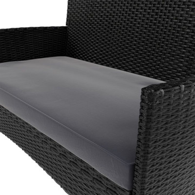 Záhradný set pre 4 osoby, kreslá a stôl, čierny ratan