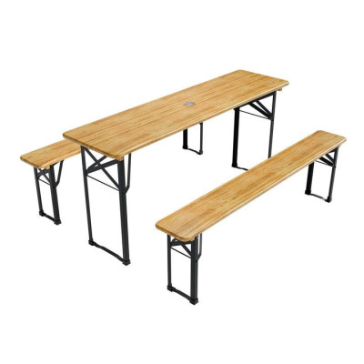 Záhradný pivný set, skladací, drevo/kov, 170 cm