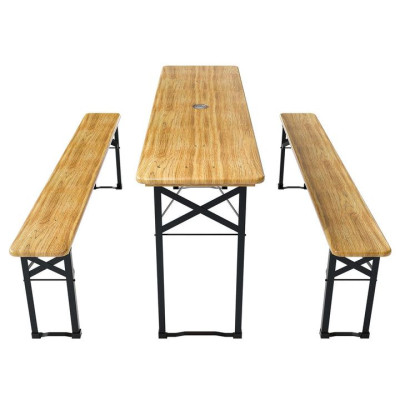 Záhradný pivný set, skladací, drevo/kov, 170 cm