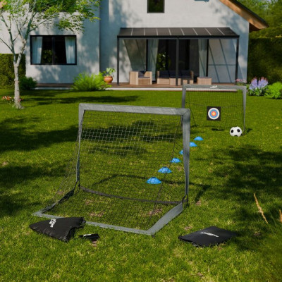Sada 2 skladacích futbalových bránok 120 × 90 cm, sivá