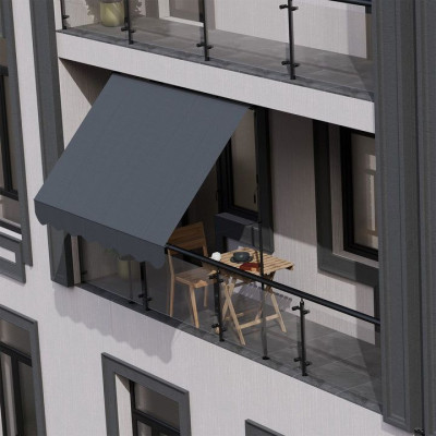 Balkónová markíza 250x120 cm, sivá, výškovo nastaviteľná
