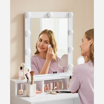 Toaletný stolík s LED osvetlením a úložným priestorom, biely