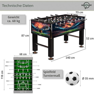 GamesPlanet Profesionálny stolný futbal Leeds, 140 x 73 x 87