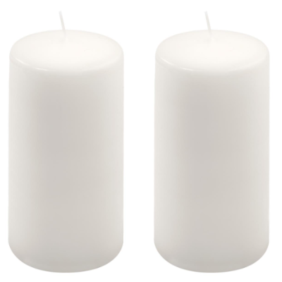 Biela parafínová sviečka 15 cm, doba horenia 65 hodín, 2 ks