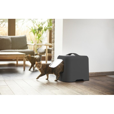 Mačacia toaleta BIALA s magnetickými dvierkami, antracitová