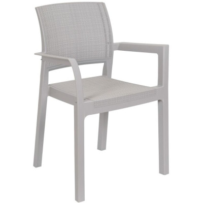 Stohovateľné záhradné kreslo z plastu s podrúčkami, grafit