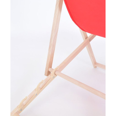 Polohovateľné záhradné lehátko z bukového dreva, červené