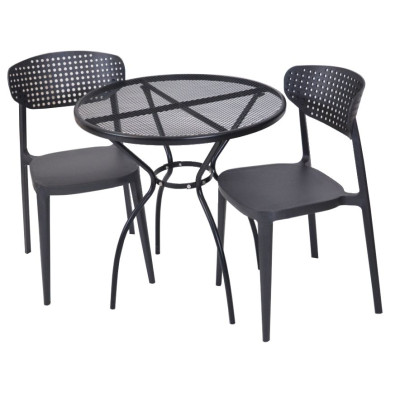 Stohovateľné retro kreslo antracitové, recyklovaný plast