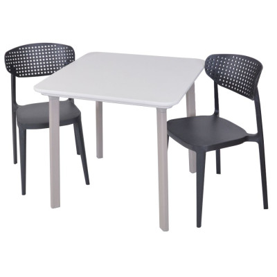 Stohovateľné retro kreslo antracitové, recyklovaný plast