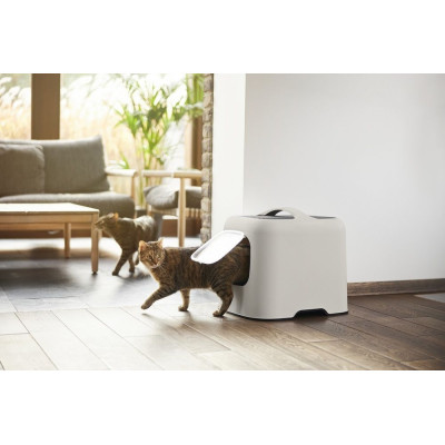 Toaleta pre mačky BIALA z recyklovaného plastu s dvierkami