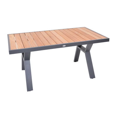 Jedálenský stôl na terasu hliník/teak grafit 138x80 cm