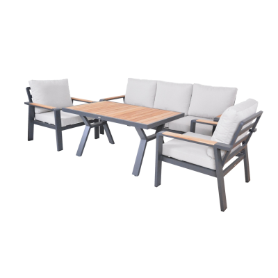 Jedálenský stôl na terasu hliník/teak grafit 138x80 cm